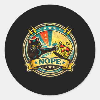Sassy svart katt-grafik med Nope-attityd för katt Runt Klistermärke