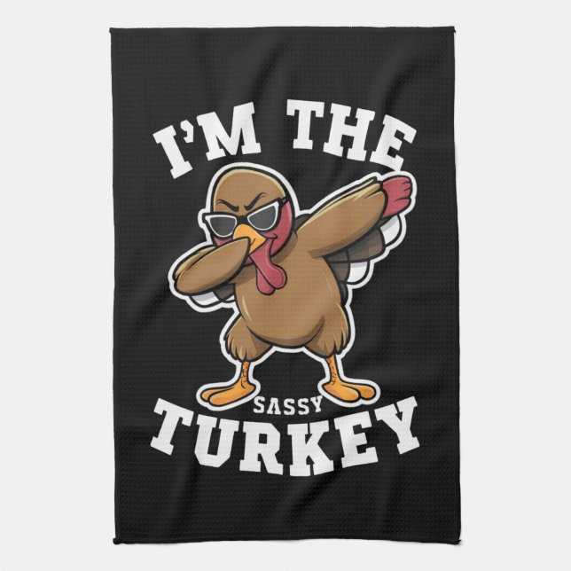 Sassy Turkey Matching Family Thanksgiving Party Kökshandduk (Vertikal)