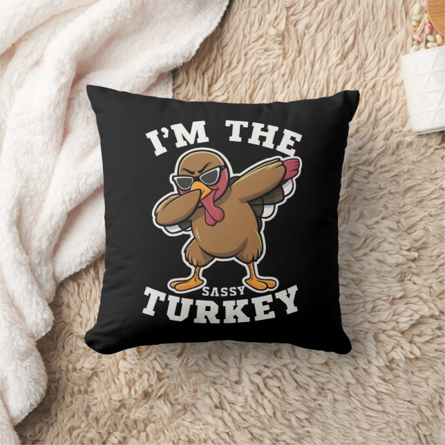 Sassy Turkey Matching Family Thanksgiving Party Kudde (Filt)