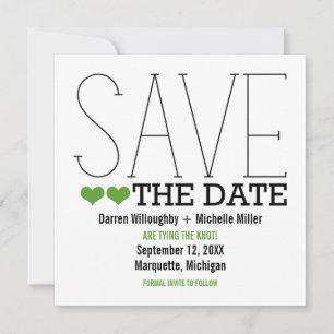 Sassy Typography Save the Date Inbjudan, Grönt Spara Datumet