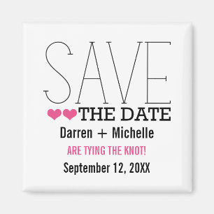 Sassy Typography Spara datum magneter, Rosa Magnet