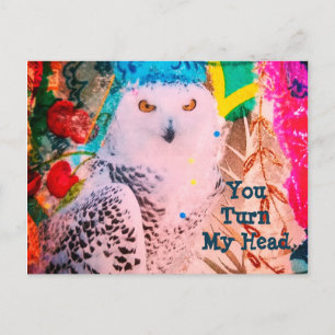 Sassy Uggla Valentine Day Postcard Original Art Vykort