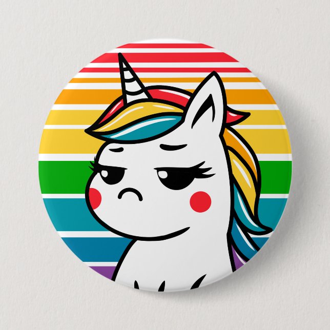 Sassy Unicorn Pin - Gnistra med attityder Knapp (Framsida)