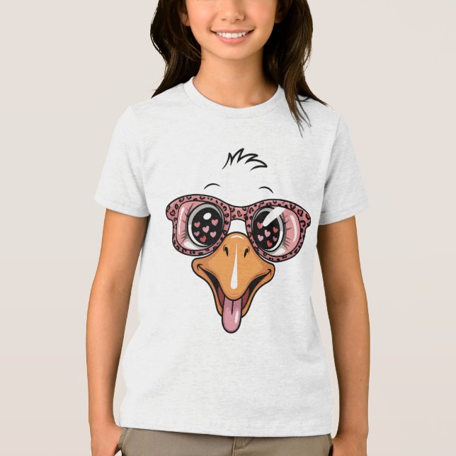 Sassy Valentine Goose Face with Leopard Sunglasses T Shirt (Framsida)
