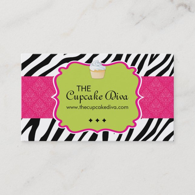 Sassy visitkort för sebrarandmuffin (Framsida)