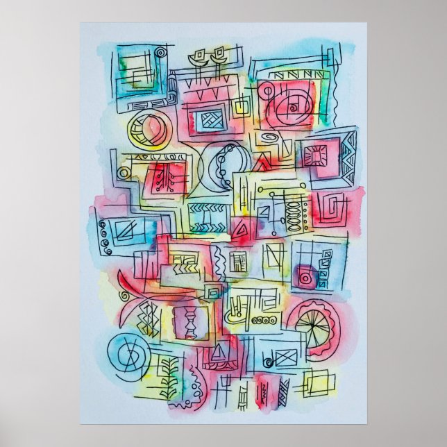 Sassy-Whimsical Modern Geometric Watercolor Poster (Framsidan)