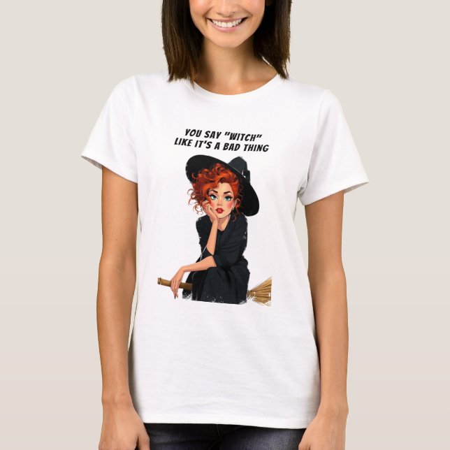 Sassy Witch Halloween Design T Shirt (Framsida)