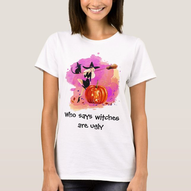 Sassy Witch with Cat Woman's T-Shirt with Text (Framsida)