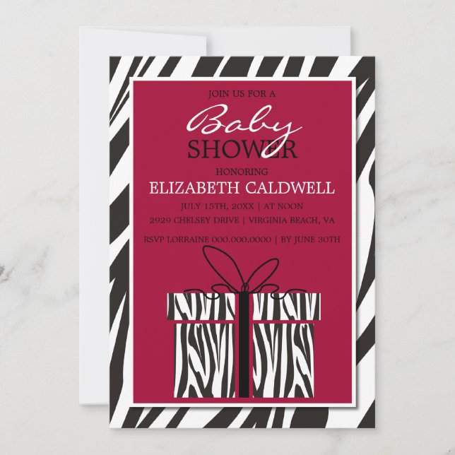 Sassy Zebra Baby Shower-inbjudan Inbjudningar (Framsida)