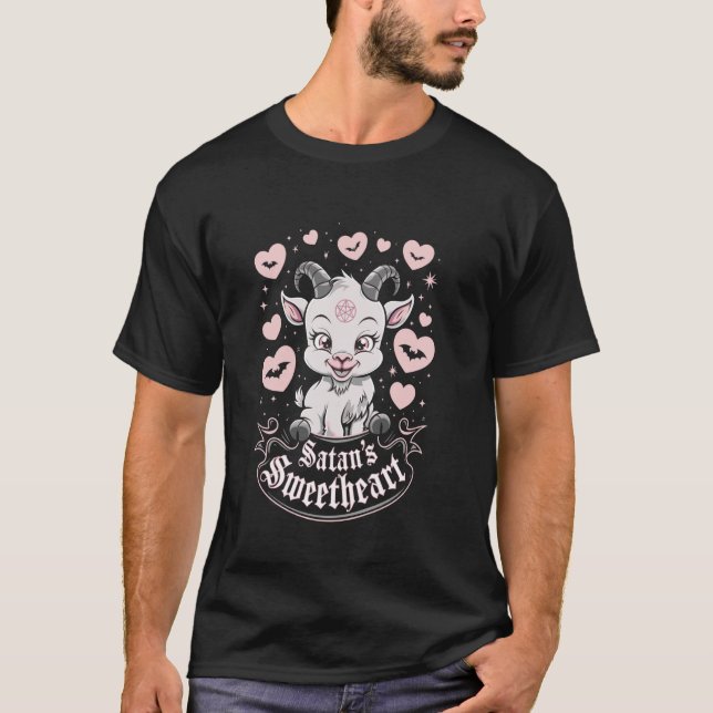 Satan älskling söta gethjärtan t shirt (Framsida)
