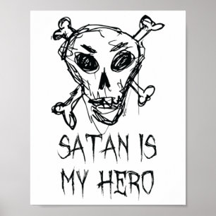 Satan är min Hero Halloween Costume Ord Design Poster