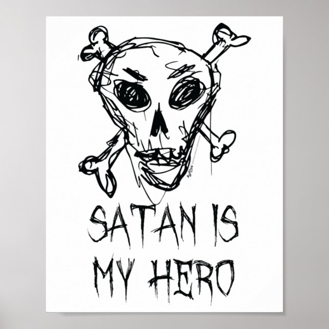 Satan är min Hero Halloween Costume Ord Design Poster (Framsidan)