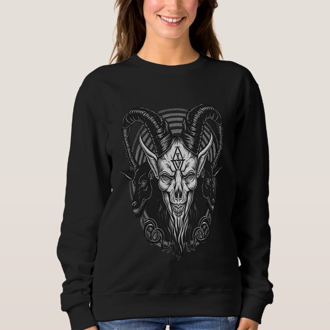 Satan & Baphomet  Occult Gothic Demon T Shirt (Framsida)