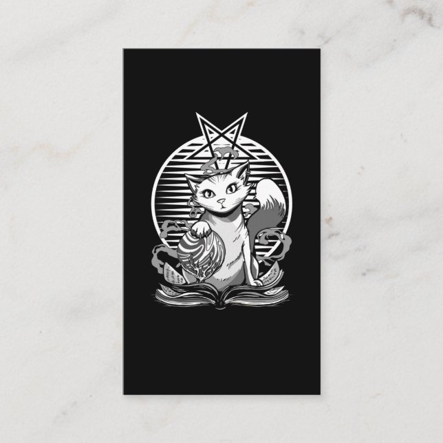 Satan Cat Fortune Teller Witchy Goth Kitten Visitkort (Framsida)