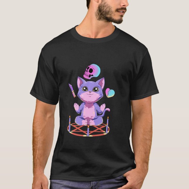 Satan Cat Pastel Goth och Nu goth T Shirt (Framsida)