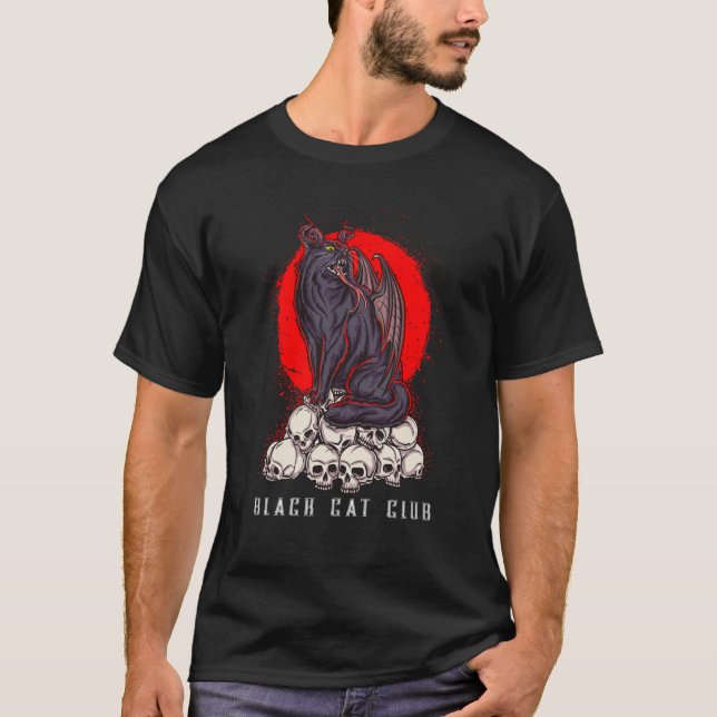 Satan Cat Satanic Demonic Djävulen Kitten 666 Kat  T Shirt (Framsida)