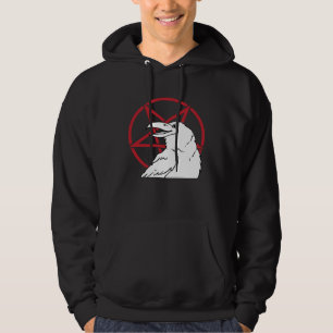 Satan Djävul Gotisk Demon Pentagram Satanisk Korp  Hoodie