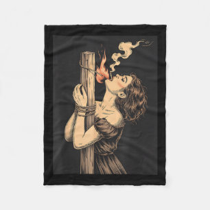 Satan Djävulen helvetet Witch med Flames Cigarette Fleecefilt