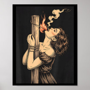 Satan Djävulen helvetet Witch med Flames Cigarette Poster