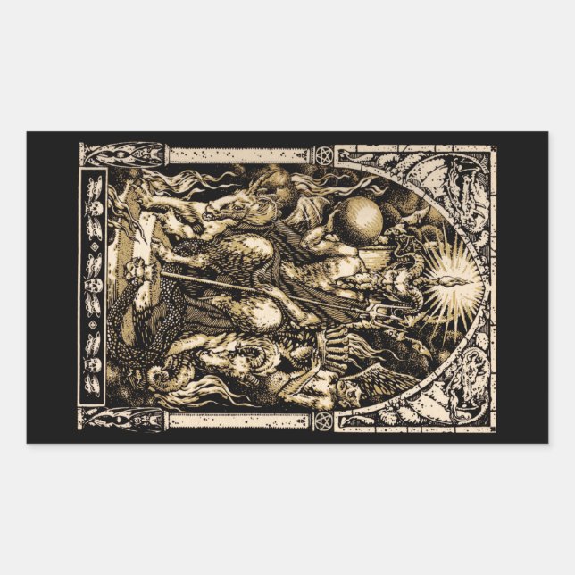 Satan Entronated Rektangulärt Klistermärke (Framsida)