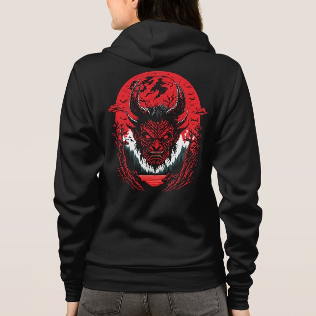 Satan Evil Ansikte | Demon Head Graphics Design T Shirt (Baksida)