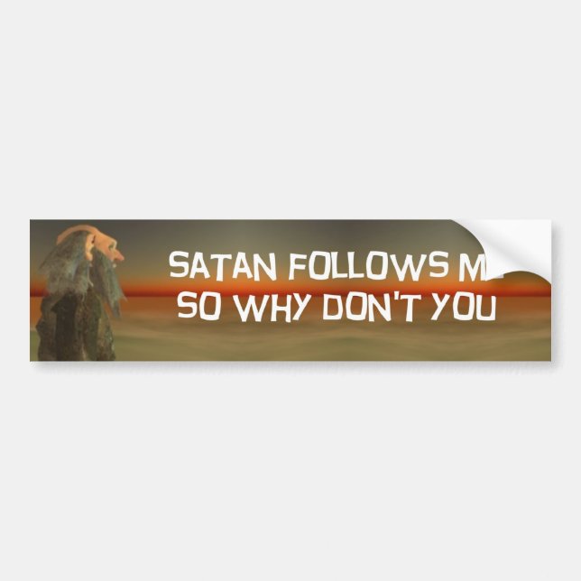 satan följer mig bildekal (Framsidan)