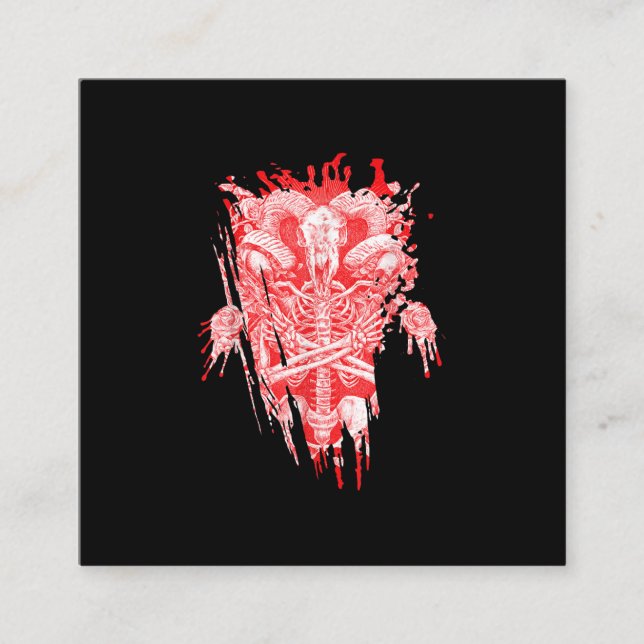 Satan Gift all Hail Goat Satanic Baphome Fyrkantigt Visitkort (Framsida)