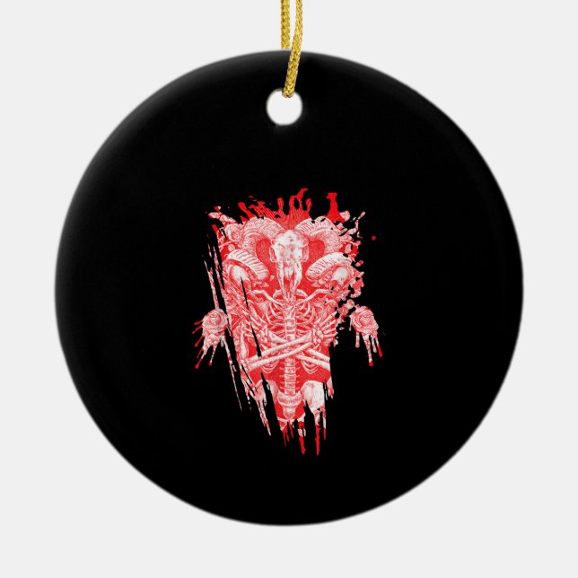 Satan Gift all Hail Goat Satanic Baphome Julgransprydnad Keramik (Framsidan)