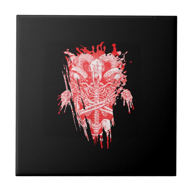 Satan Gift all Hail Goat Satanic Baphome Kakelplatta (Framsidan)
