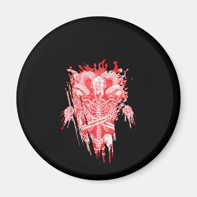 Satan Gift all Hail Goat Satanic Baphome Magnet (Framsidan)