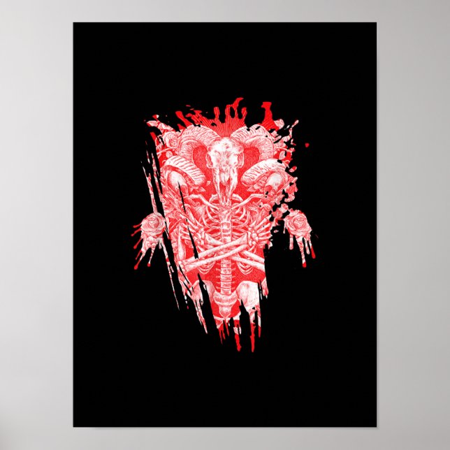 Satan Gift all Hail Goat Satanic Baphome Poster (Framsidan)
