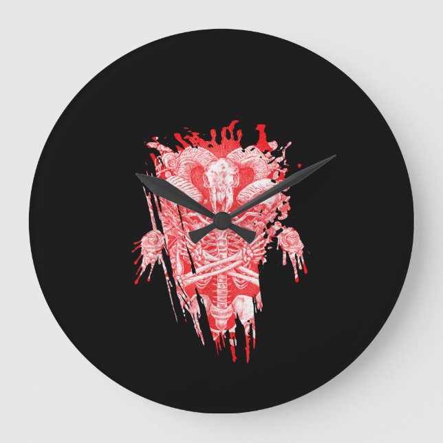 Satan Gift all Hail Goat Satanic Baphome Stor Klocka (Framsida)