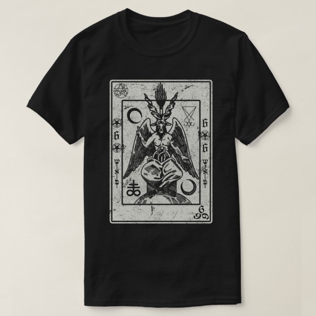 Satan Goat Head Djävulen Tarot Card D T Shirt (Design framsida)
