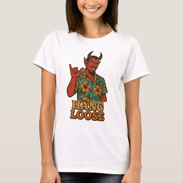 Satan hang Loose Hawaiian T Shirt (Framsida)