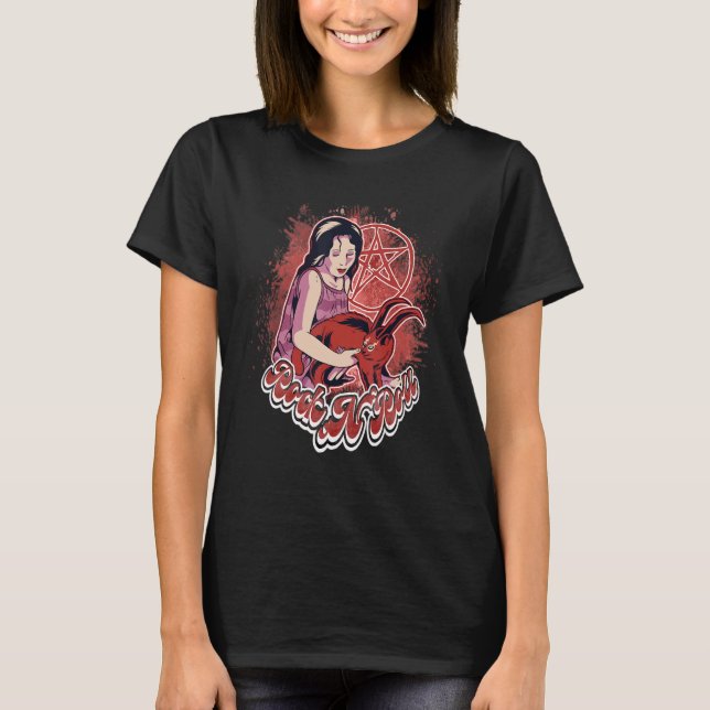 Satan Heavy Punks not Dead Gothic Tattoo Nature Ro T Shirt (Framsida)
