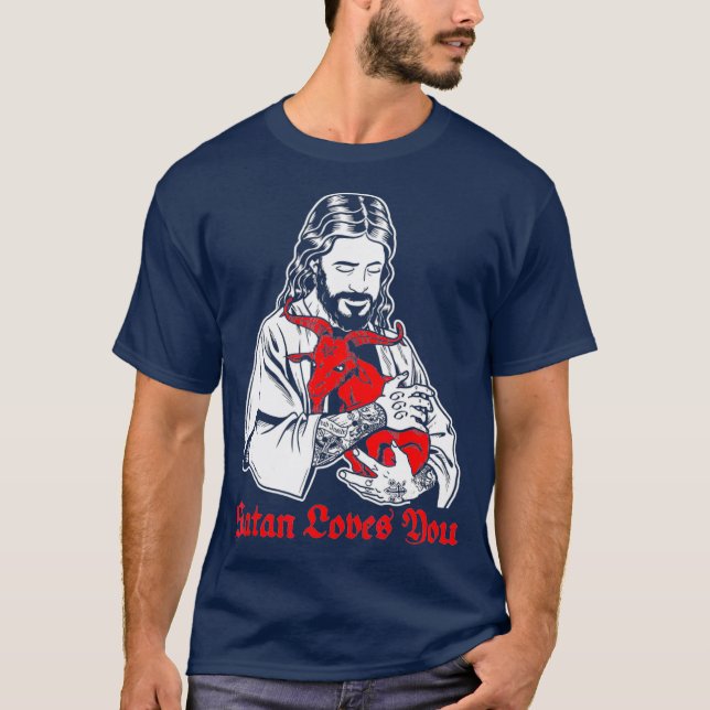 Satan Kärlek Du och Jesus känner till Baphomet T Shirt (Framsida)
