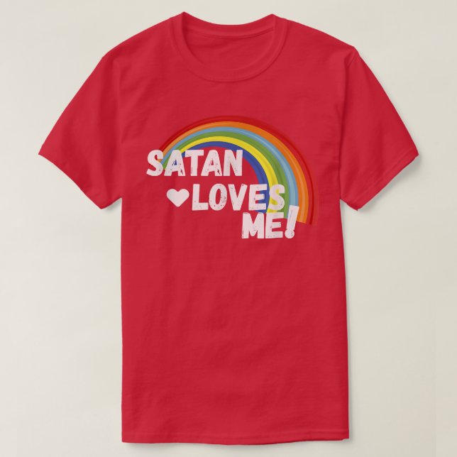 Satan Kärlek Me Ljuny Mörk Humor Atheist Tee (Design framsida)