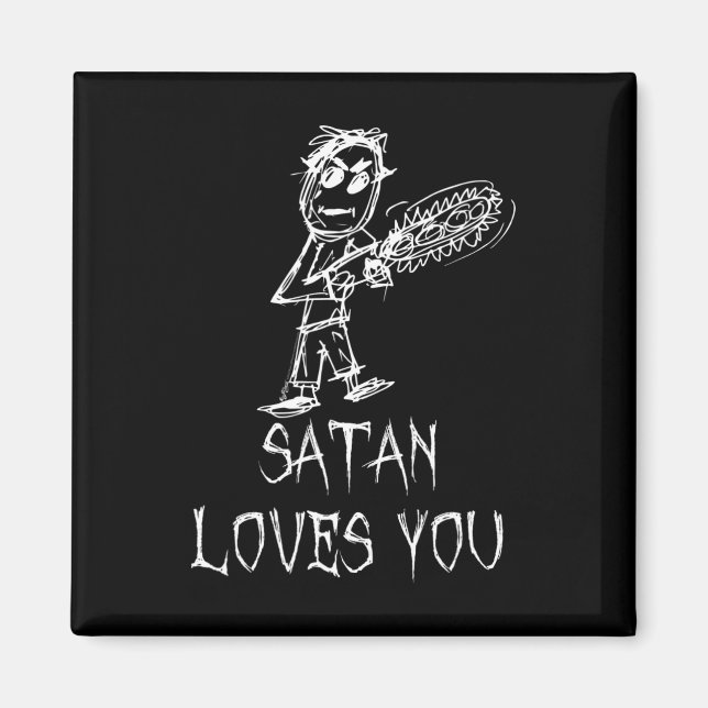 Satan Kärlek You Halloween Costume Ord Design Magnet (Framsidan)