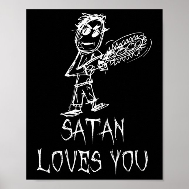 Satan Kärlek You Halloween Costume Ord Design Poster (Framsidan)