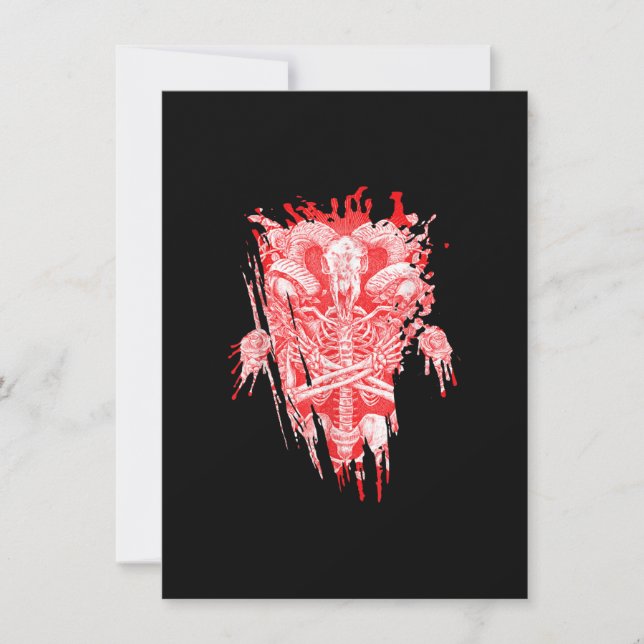 Satan Kyrka Present All Hail Get Satanisk Baphome Inbjudningar (Framsida)