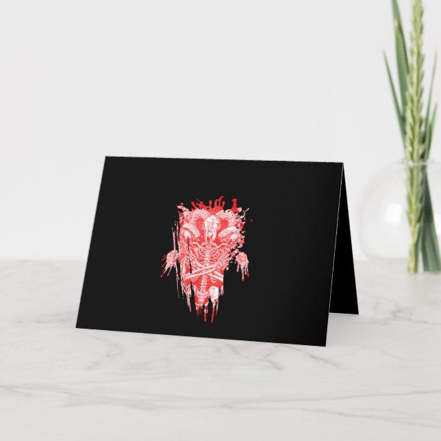 Satan Kyrka Present All Hail Get Satanisk Baphomet Kort (Framsida)