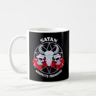 Satan Respects Pronouns Transgender Pentagram Tran Kaffemugg