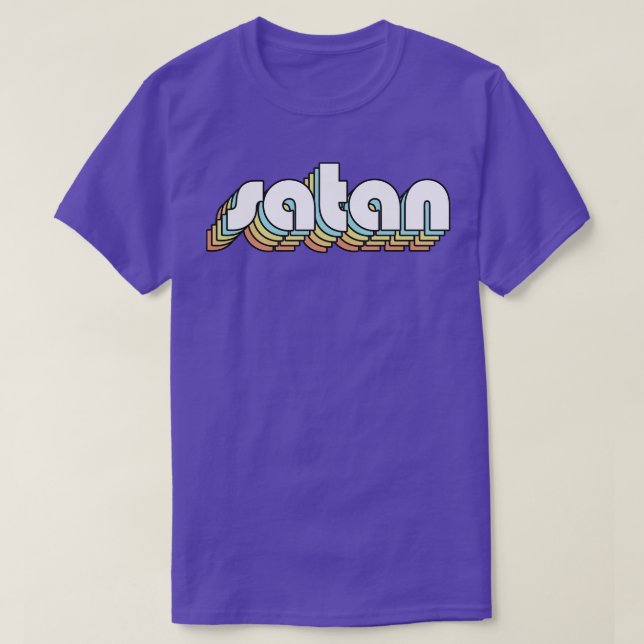 Satan Retro Rainbow Typography Faded Stil T Shirt (Design framsida)