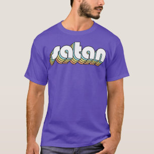 Satan Retro Rainbow Typography Faded Stil T Shirt