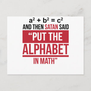 Satan sa: "Lägg Alphabet i Math" Vykort