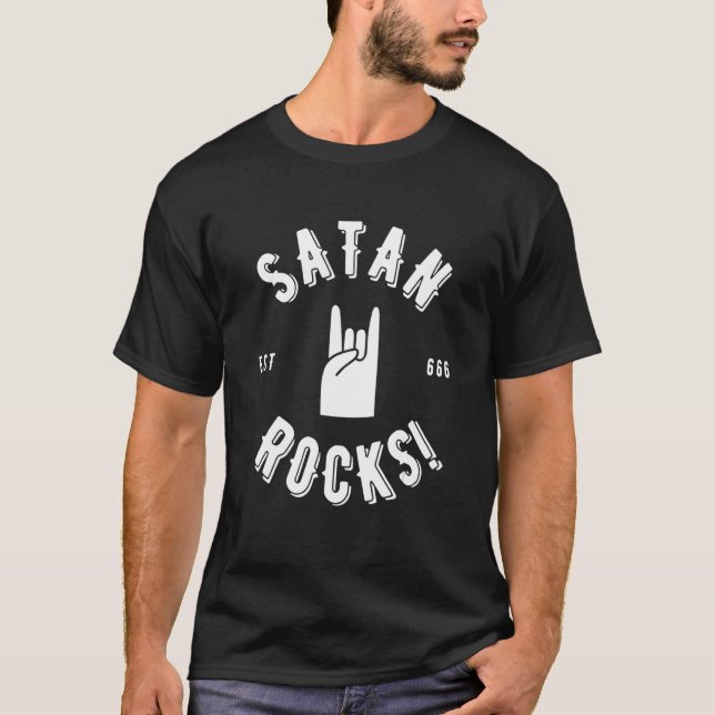 Satan Sten Tees Satan Sten Djävulen Horn Händer Es T Shirt (Framsida)