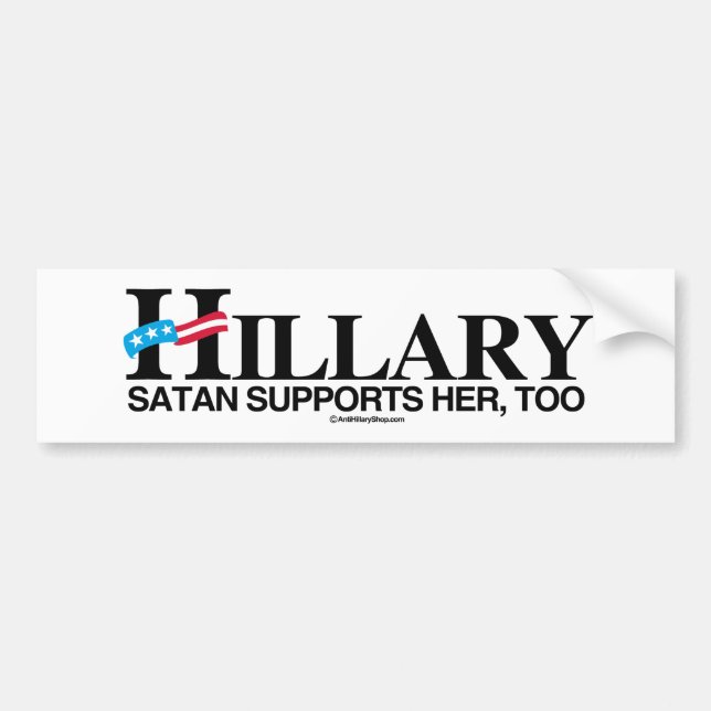 Satan stöttar Hillary, för - Anti-Hillary - .png Bildekal (Framsidan)