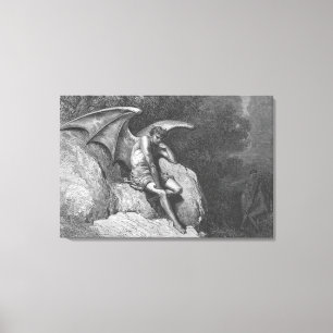 Satan tänkande sträckt kanfaskonst canvastryck