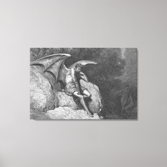 Satan Thinking Stretched Canvas Art (Framsida)