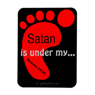 Satan under min fot gotGod316.com Red Foot Magnet